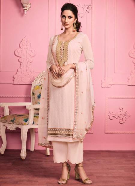 Pale Pink Colour ALIZEH MURAD 1 Fancy Festive Wear Georgette Heavy Salwar Suit Collection 2007